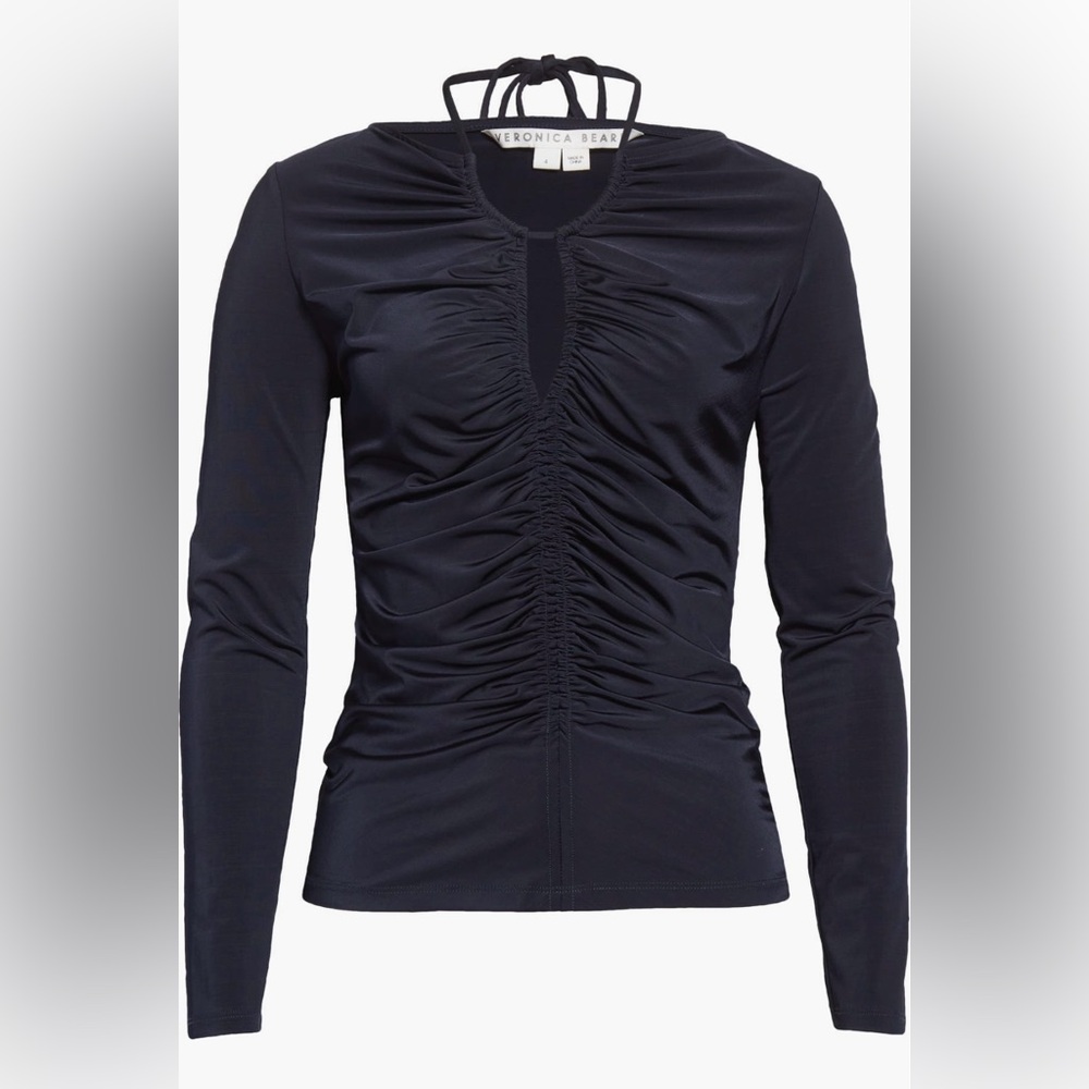 Veronica Beard Roque Ruched Tie  Back Top, Size 6 - Picture 12 of 12